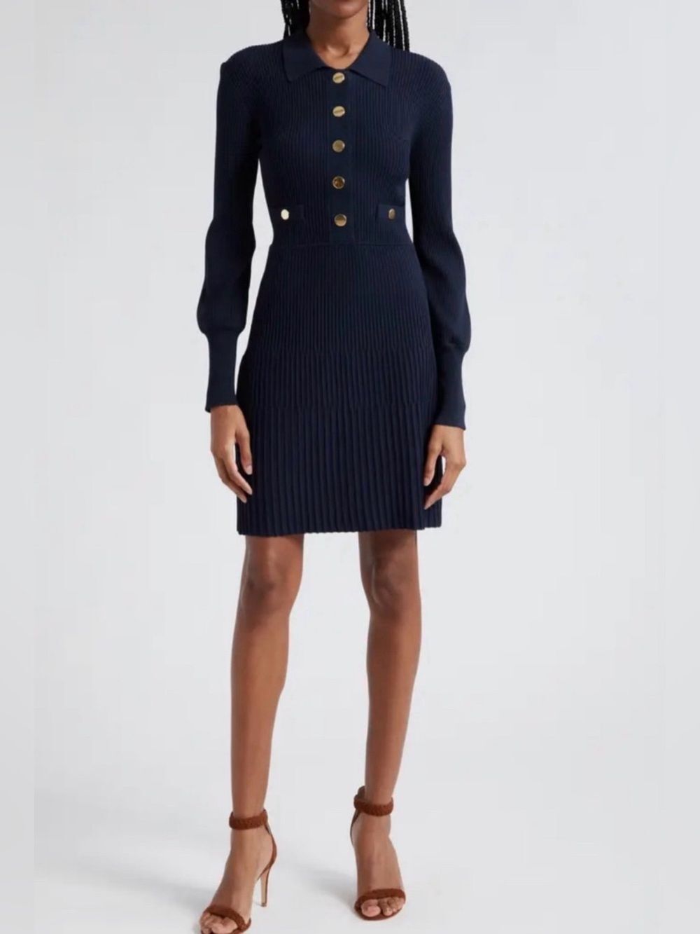 Veronica Beard Lauper Variegated Rib Long Sleeve Knit Dress size XS